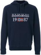 Napapijri Logo Embroidered Hoody - Blue