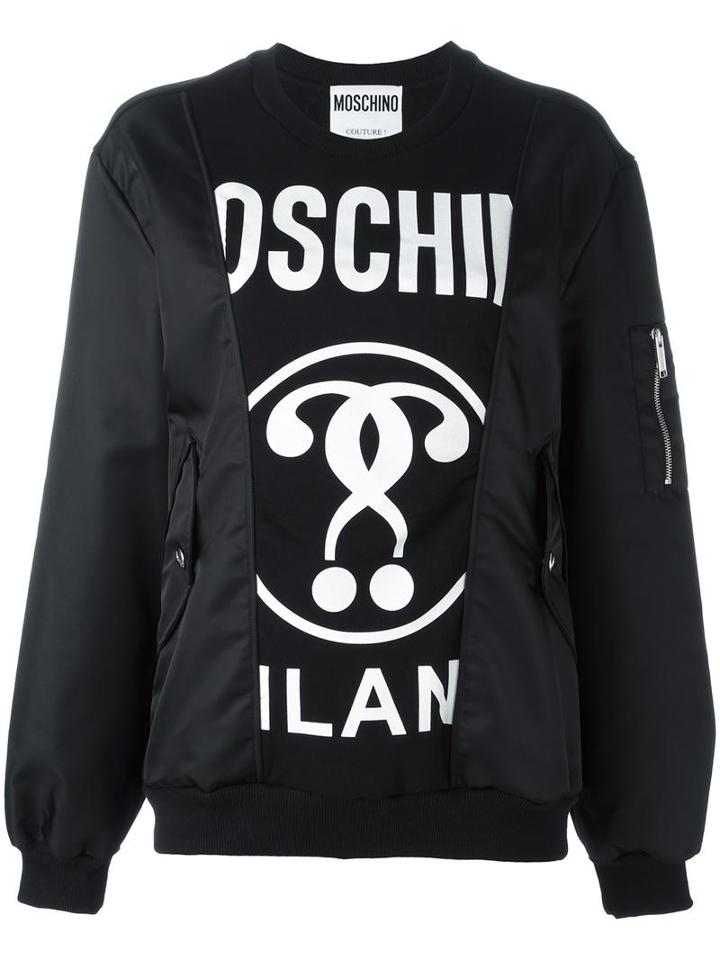 Moschino Panelled Sweatshirt, Women's, Size: 48, Black, Cotton/nylon