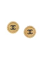 Chanel Pre-owned 1994 Ss Cc Button Earrings - Gold