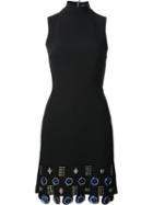 David Koma Metal Circle Appliqué Dress, Women's, Size: 8, Black, Acetate/lyocell/acrylic/spandex/elastane