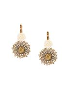 Dolce & Gabbana Crystal Embellished Floral Drop Earrings - Gold