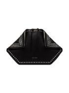 Alexander Mcqueen Black Folded Leather Studded Clutch Bag