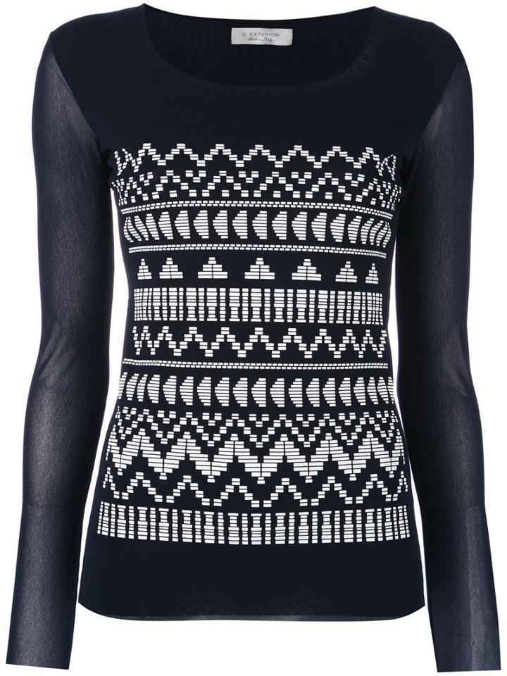 D.exterior - Embroidered Top - Women - Polyamide - Xxl, Blue, Polyamide