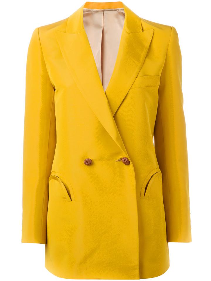 Blazé Milano - Double-breasted Blazer - Women - Silk/cupro/viscose - 0, Women's, Yellow/orange, Silk/cupro/viscose