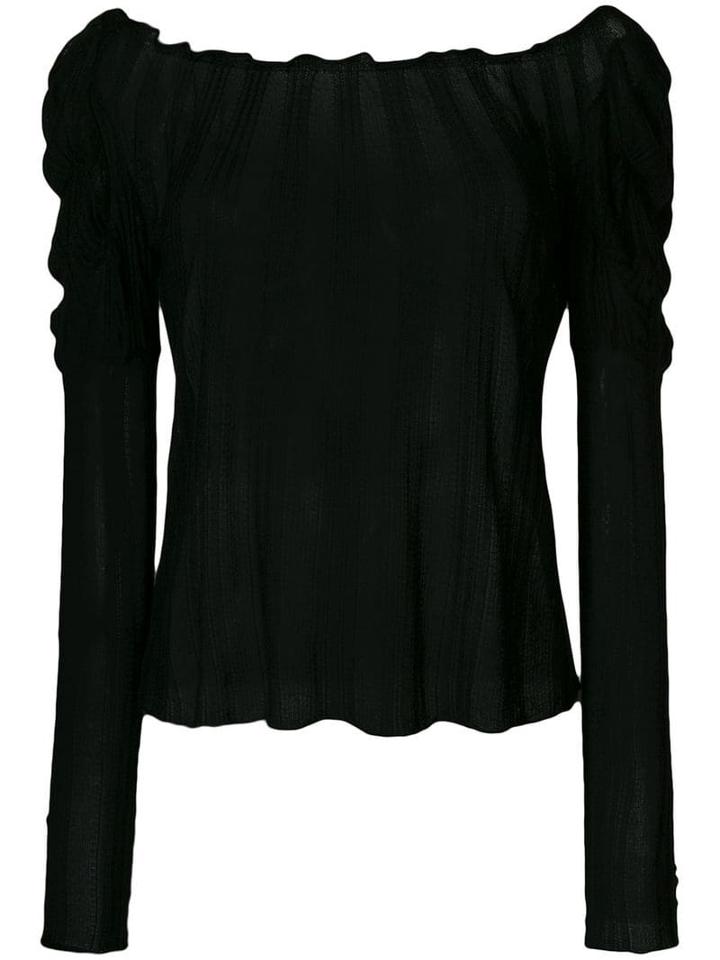 Giorgio Armani Pre-owned Ribbed Sheer Blouse - Black