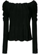 Giorgio Armani Pre-owned Ribbed Sheer Blouse - Black