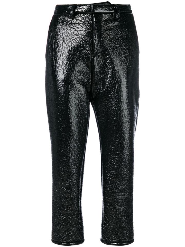 Au Jour Le Jour Vinyl Cropped Trousers - Black
