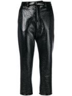 Au Jour Le Jour Vinyl Cropped Trousers - Black