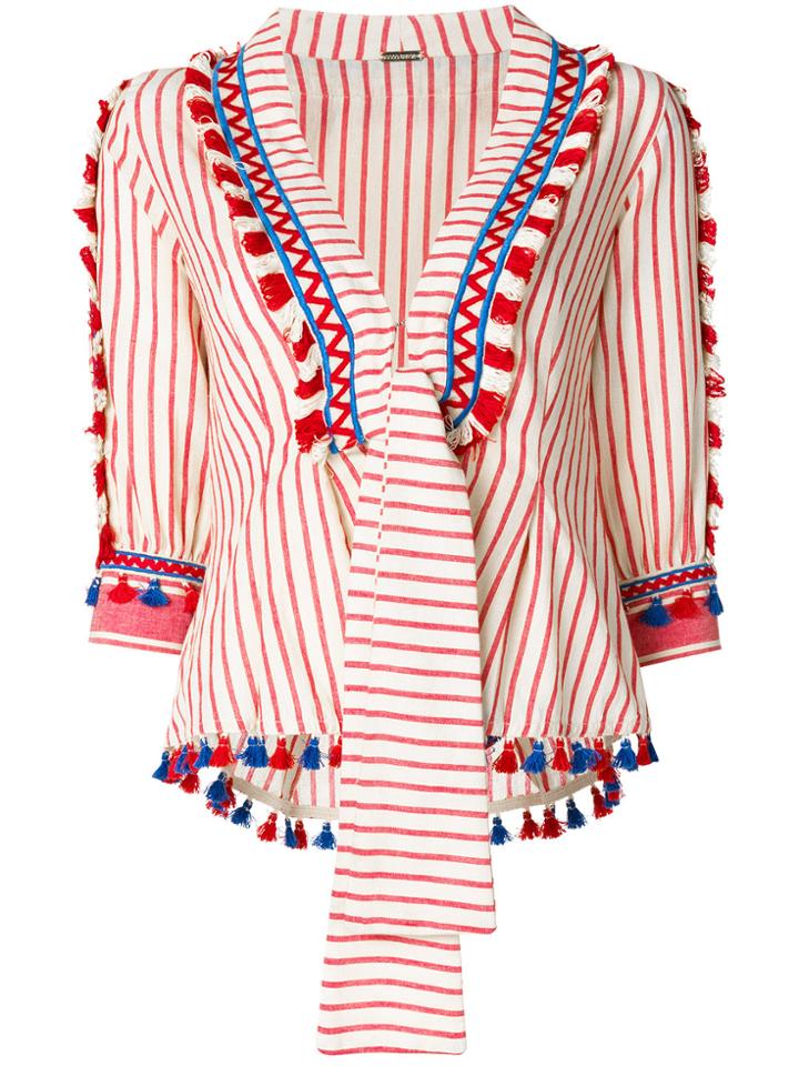 Dodo Bar Or Embroidered Tassel Blouse - Nude & Neutrals