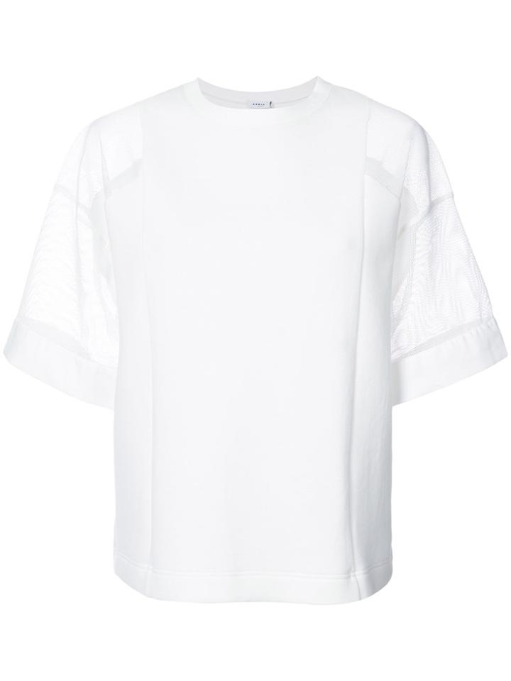 Akris Punto Semi-sheer Sleeves Boxy Blouse - White
