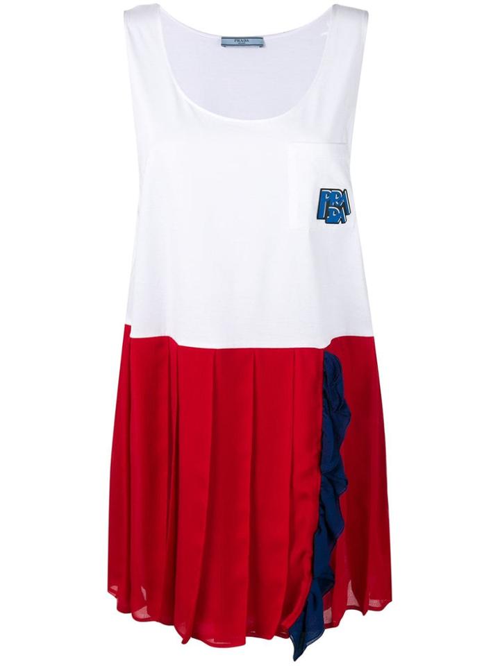 Prada Ruffle-trimmed Pleated Dress - White