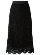 Dolce & Gabbana Floral Lace Skirt, Women's, Size: 36, Black, Rayon/polyamide/viscose/polyamide