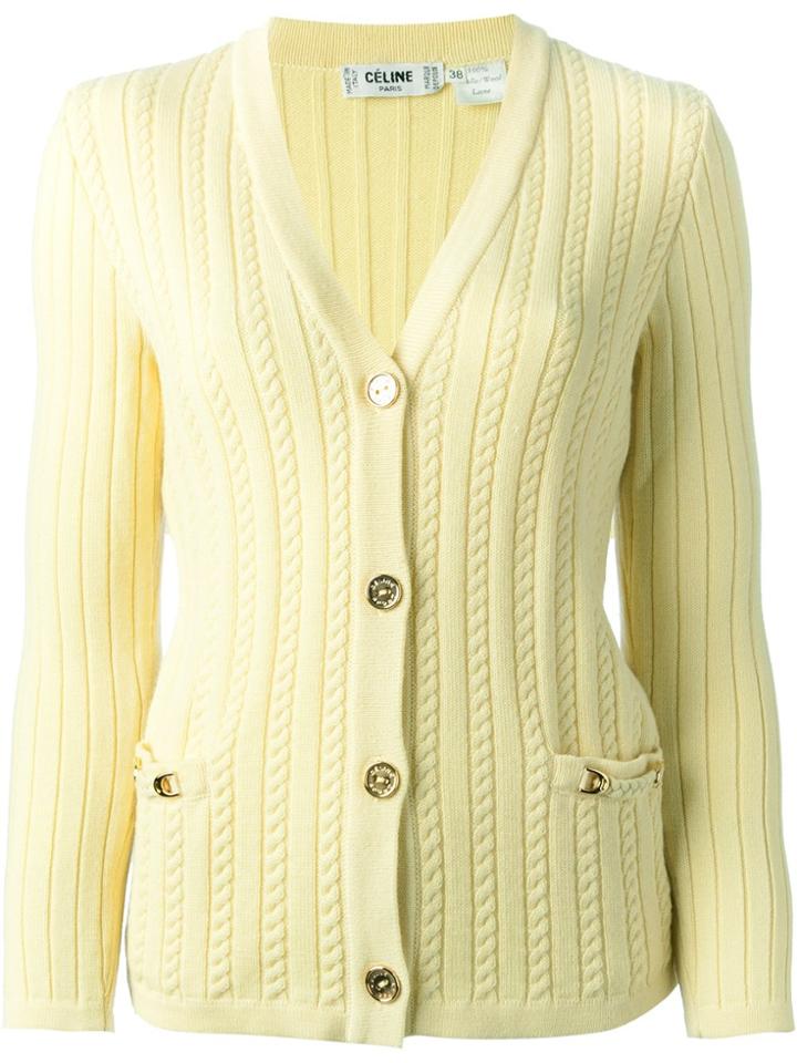Céline Vintage Cable Knit Cardigan - Yellow & Orange