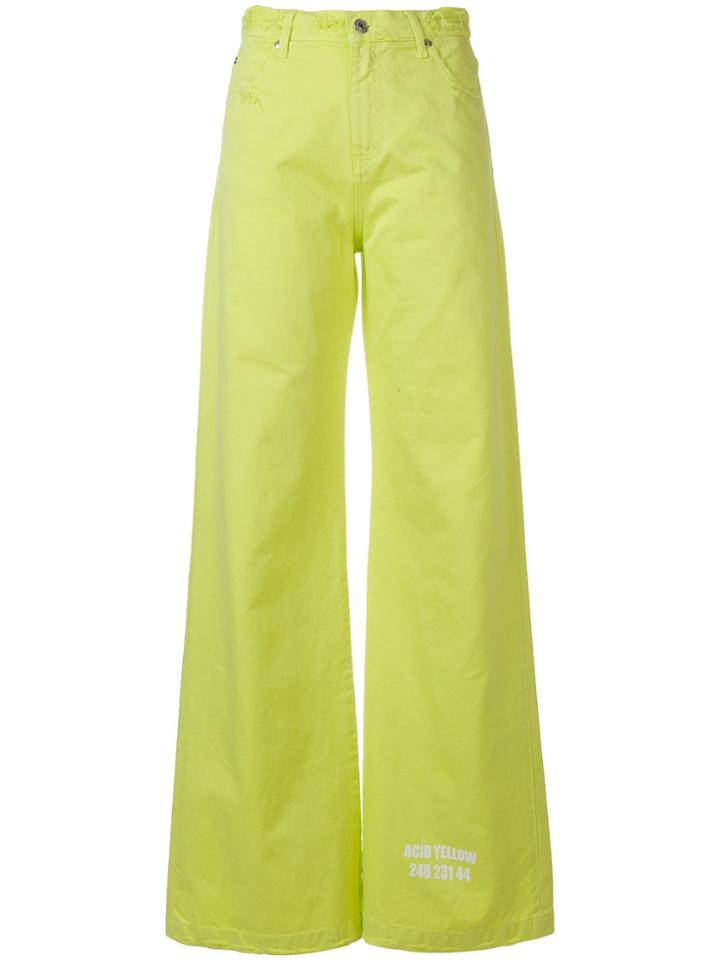 Msgm Flared Denim Jeans - Yellow & Orange