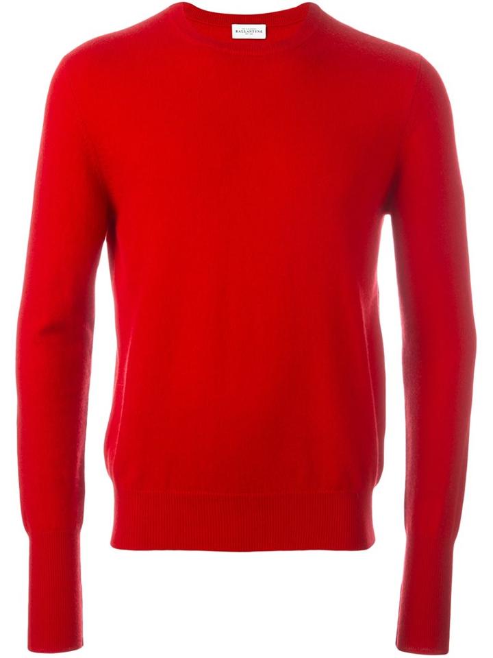Ballantyne Crew Neck Jumper, Men's, Size: 50, Red, Cashmere