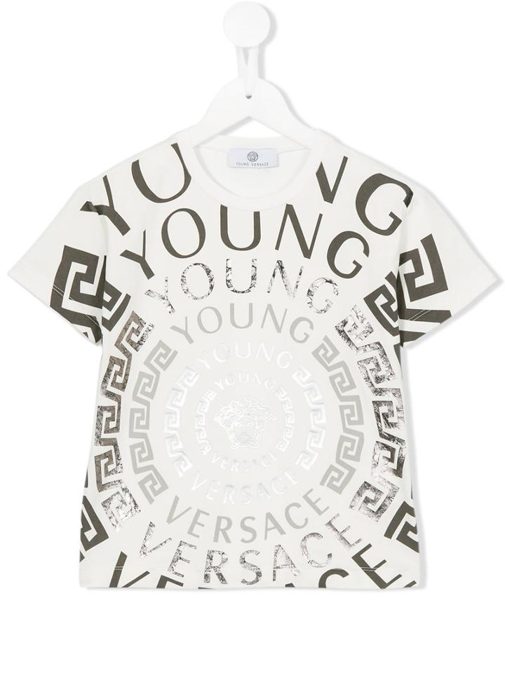 Young Versace Circular Medusa Logo T-shirt, Boy's, Size: 10 Yrs, White