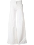 Federica Tosi - Flared Trousers - Women - Cotton/spandex/elastane - M, White, Cotton/spandex/elastane