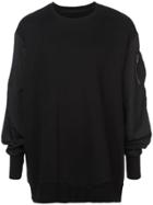 Julius Contrast Sleeves Sweatshirt - Black