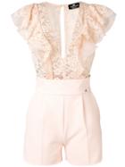Elisabetta Franchi Lace Embroidered Playsuit - Pink