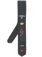 Gucci Embroidered Motif Tie - Grey