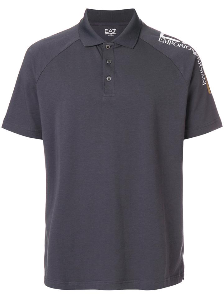 Ea7 Emporio Armani Printed Shoulder Polo Shirt - Grey
