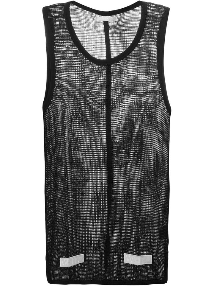 Off-white Perforated Stripe Print Tank Top