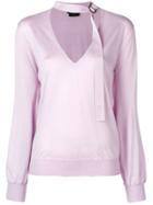 Tom Ford Plunge Neck Sweater - Pink & Purple