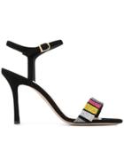 Marc Ellis Glitter Striped Sandals - Black