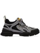 Gucci Grey Flashtrek Reflective Leather Sneakers - Black