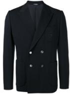 Dolce & Gabbana Bee & Crown Embroidered Jacket, Men's, Size: 48, Blue, Viscose/polyamide-8/spandex/elastane/polyester