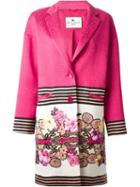 Etro Floral And Stripe Print Coat, Women's, Size: 44, Pink/purple, Cotton/viscose/cupro/spandex/elastane