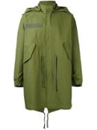 Closed Hooded Midi Coat, Men's, Size: Medium, Green, Cotton