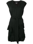 Boutique Moschino - Ruffle Detail Dress - Women - Rayon/other Fibers - 48, Women's, Black, Rayon/other Fibers