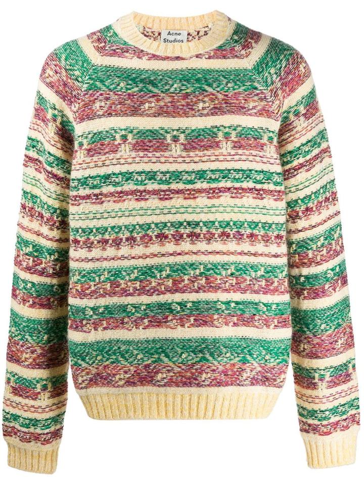 Acne Studios Striped Intarsia Knit Jumper - Neutrals