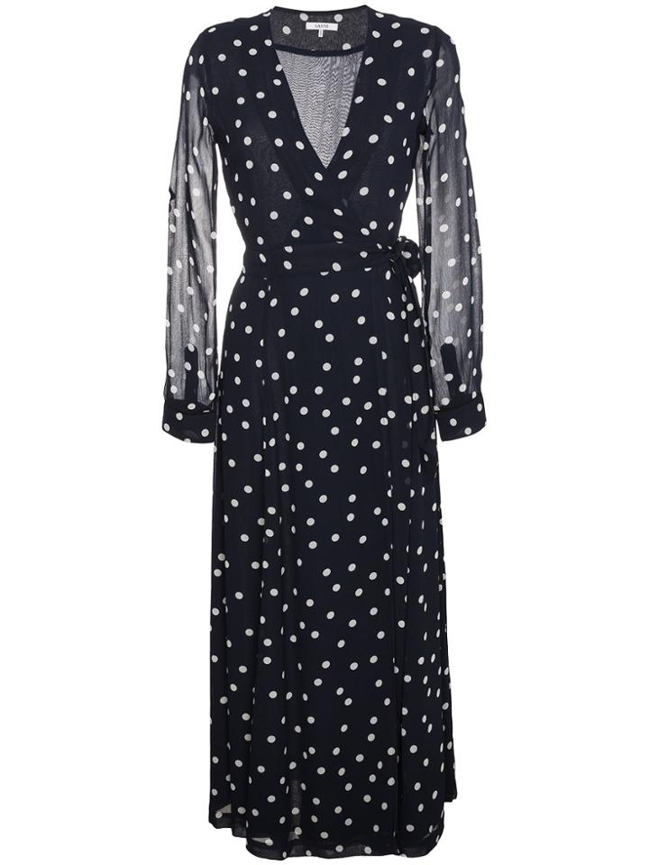 Ganni Black Polka Dot Marceau Georgette Maxi Dress - Blue