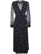 Ganni Black Polka Dot Marceau Georgette Maxi Dress - Blue