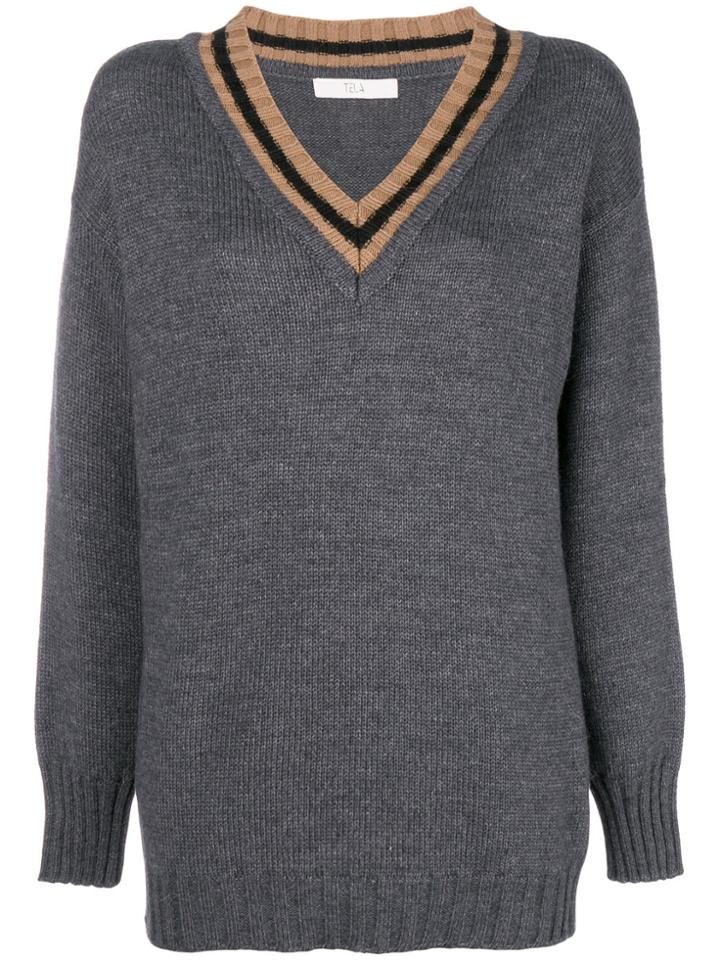 Tela V-neck Jumper - Grey