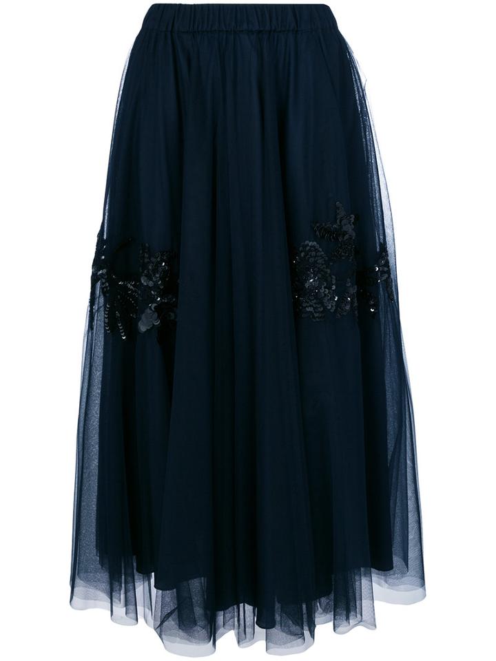 P.a.r.o.s.h. - Sequin Embellished Full Skirt - Women - Polyamide/acetate/viscose - S, Blue, Polyamide/acetate/viscose