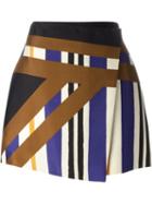 Msgm Wrap Style Striped Skirt, Women's, Size: 44, Brown, Viscose/cotton/polyester