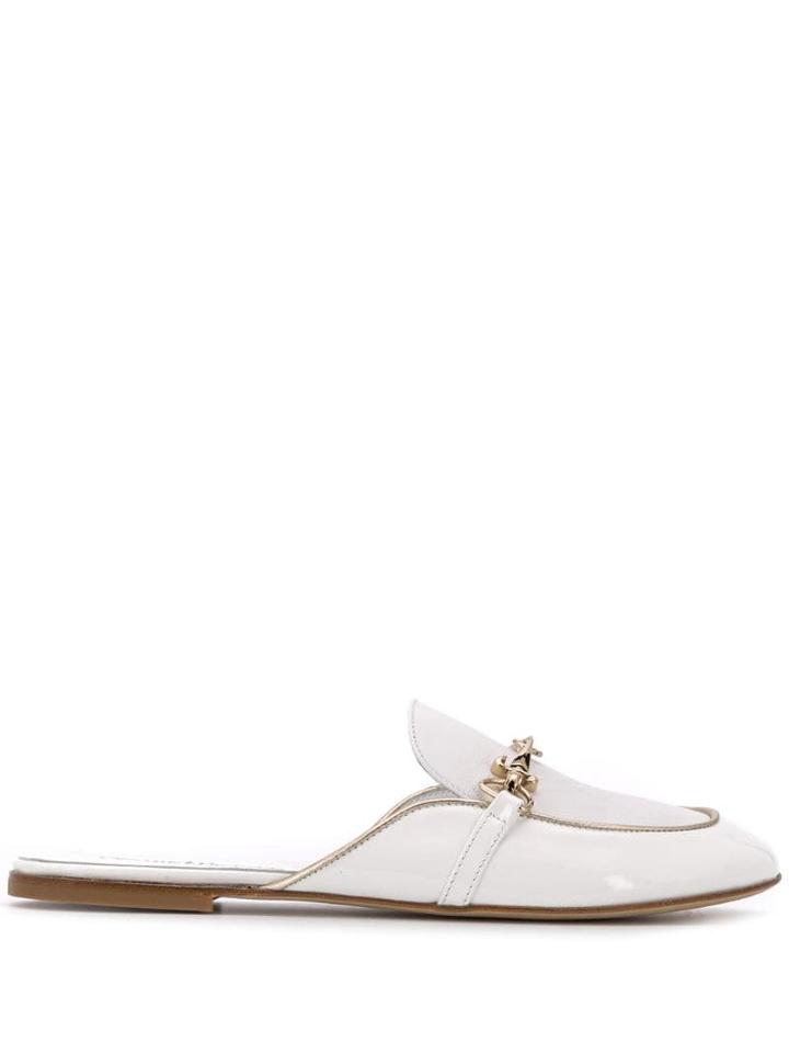 Cesare Paciotti Kids Teen Round Toe Slippers - White