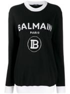 Balmain Intarsia Logo Sweater - Black