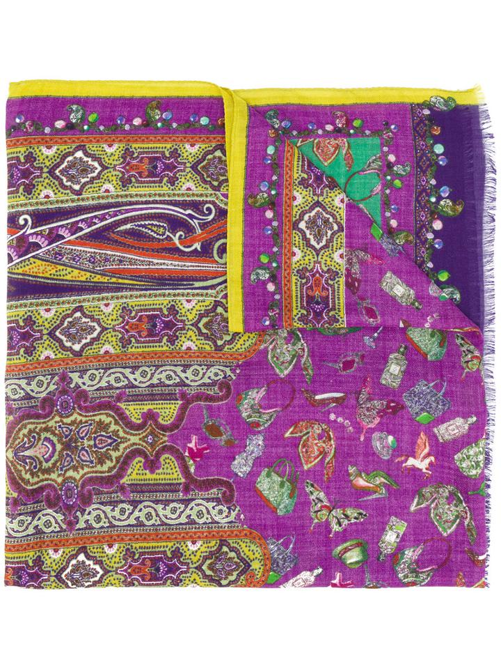 Etro - Multiple Prints Scarf - Women - Silk/wool - One Size, Silk/wool