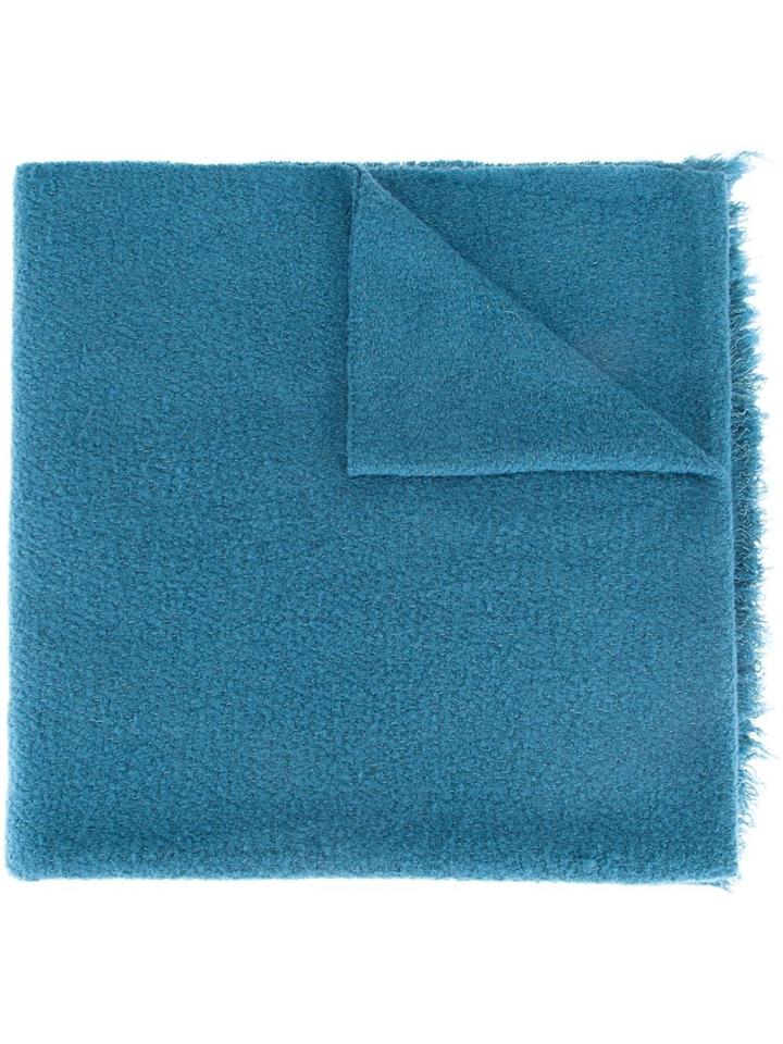 Rick Owens Frayed Knit Scarf, Men's, Green, Silk/polyamide/cashmere/wool