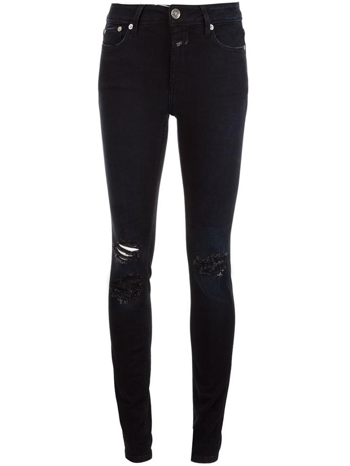 Closed Ripped Skinny Jeans, Women's, Size: 25, Black, Cotton/spandex/elastane