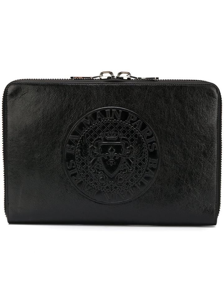 Balmain Zip Clutch - Black