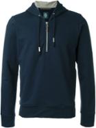 Eleventy Half Zipped Hoodie, Men's, Size: Xxl, Blue, Cotton/spandex/elastane