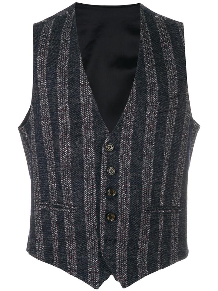 Eleventy Woven Stripe Waistcoat - Blue