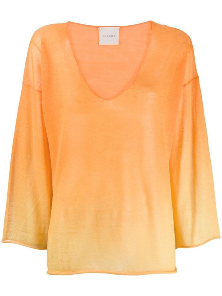Fine Edge V-neck Knitted Top - Orange