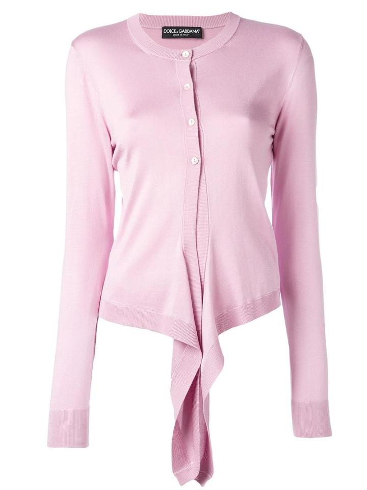 Dolce & Gabbana Tie Cardigan, Women's, Size: 42, Pink/purple, Silk