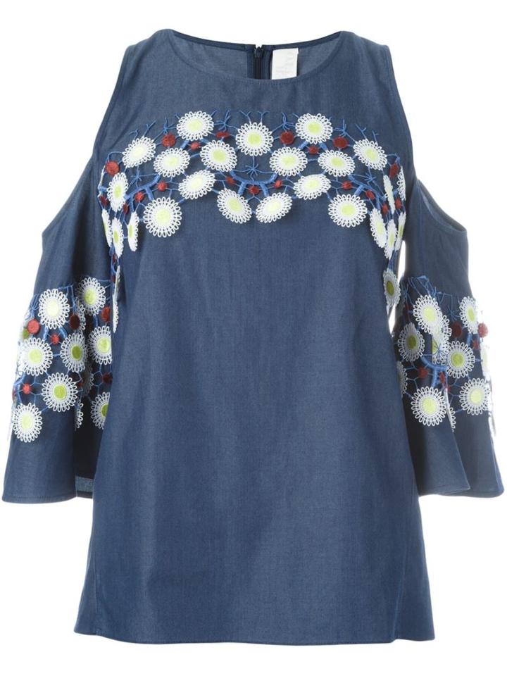 Peter Pilotto Floral Lace Cold-shoulder Blouse